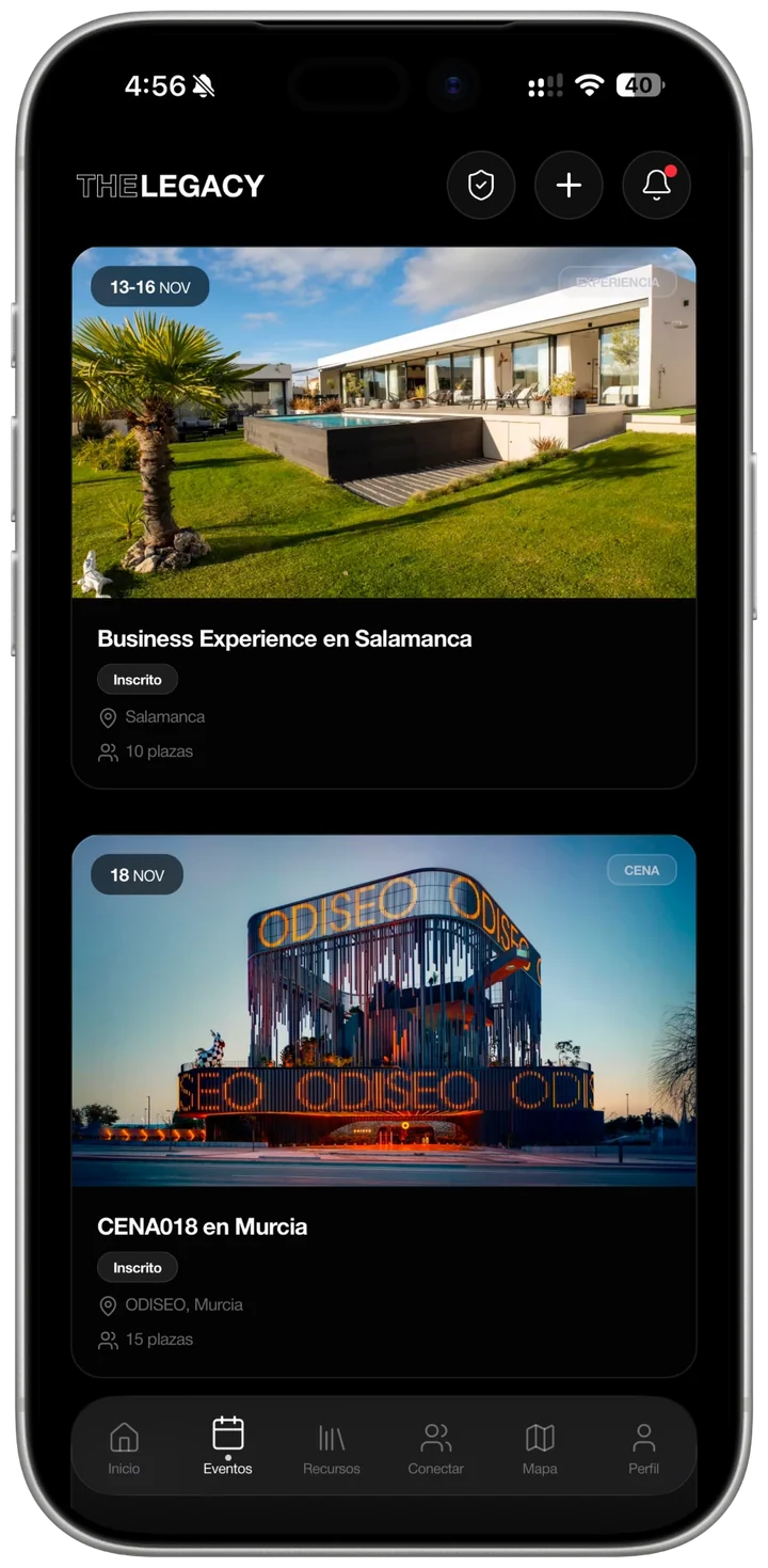 Eventos en la app de The Legacy